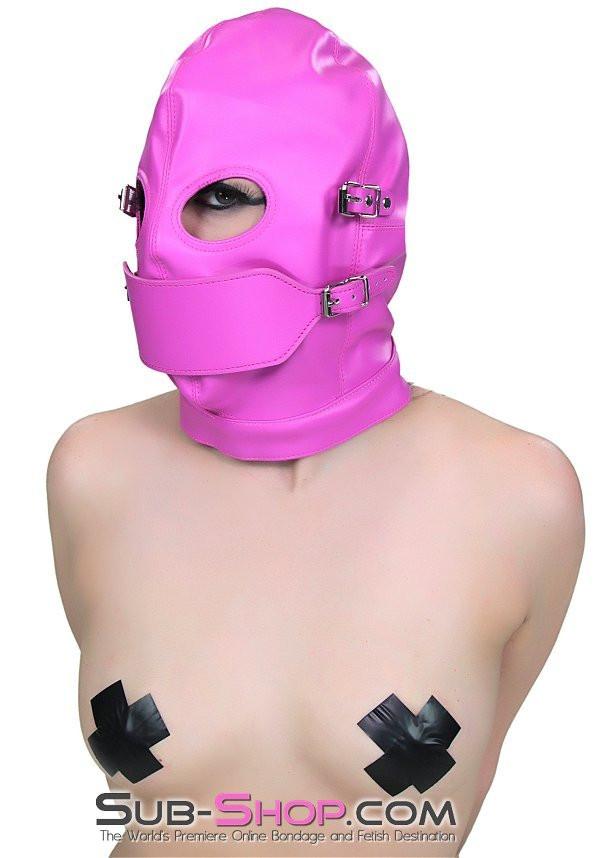 4748RS      Hot Pink Full Bondage Hood with Ball Gag and Removable Blindfold and Gag Covers - Image 7