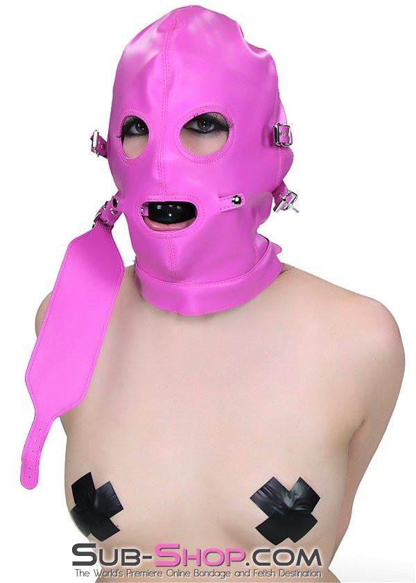 4748RS      Hot Pink Full Bondage Hood with Ball Gag and Removable Blindfold and Gag Covers - Image 8