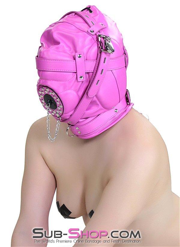 5762RS      Hot Pink Put a Plug In It Locking Hood with Plug Gag - Image 5