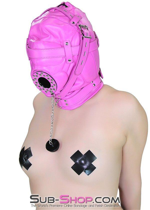 5762RS      Hot Pink Put a Plug In It Locking Hood with Plug Gag - Image 9