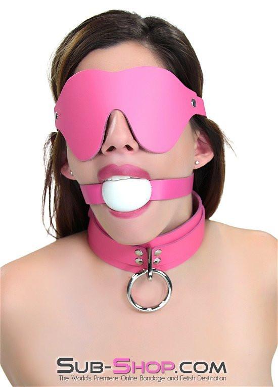 1665A      Kept Woman Locking Hot Pink Leather Bondage Collar - Image 4