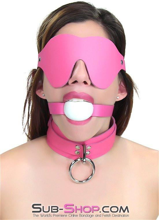 1665A      Kept Woman Locking Hot Pink Leather Bondage Collar - Image 6