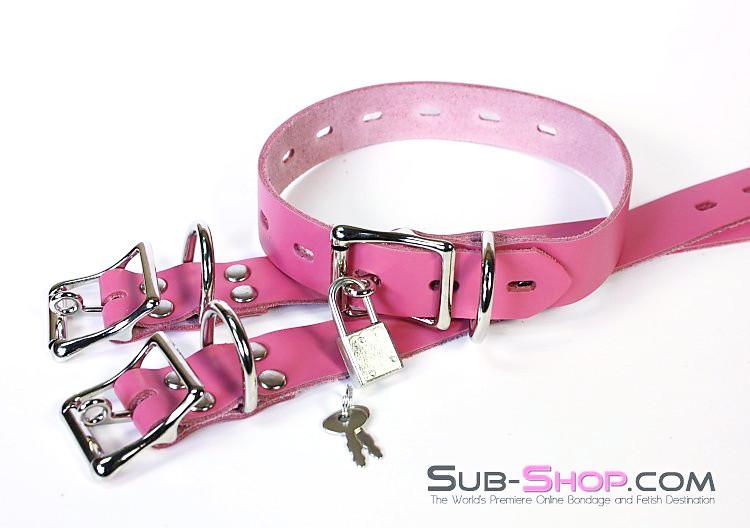 4787A Locking Pink Leather Bondage Straps - 4 Sizes! - Image 17