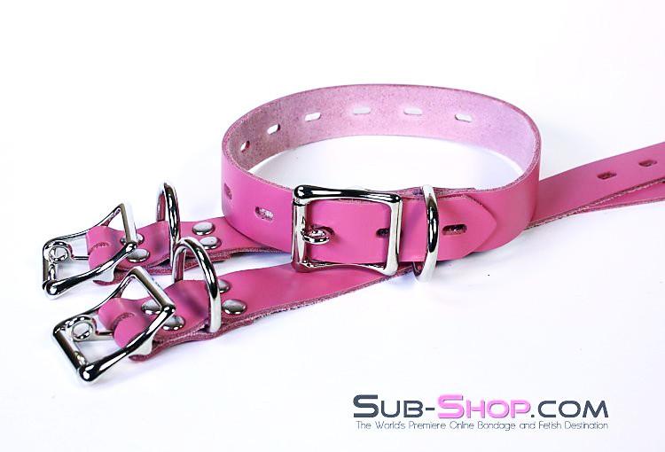 4787A Locking Pink Leather Bondage Straps - 4 Sizes! - Image 3