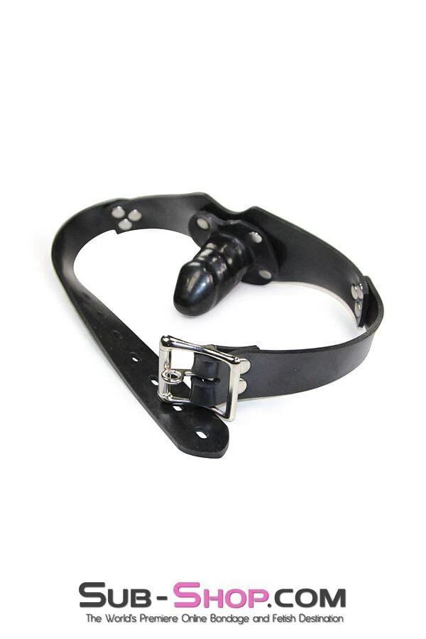 2441A      Locking Rubber Penis Panel Gag, Small Rubber Penis Gag - Image 3