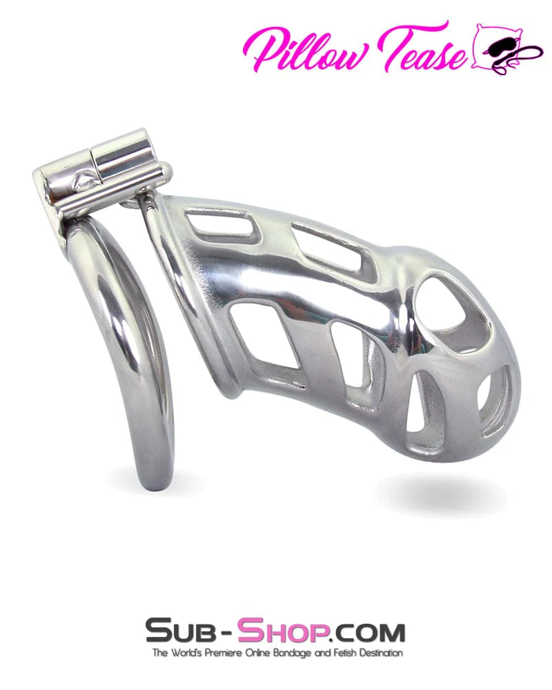 1691AR-SIS      Long Teasing Night Steel Male Sissy Chastity Cage Device - Image 3