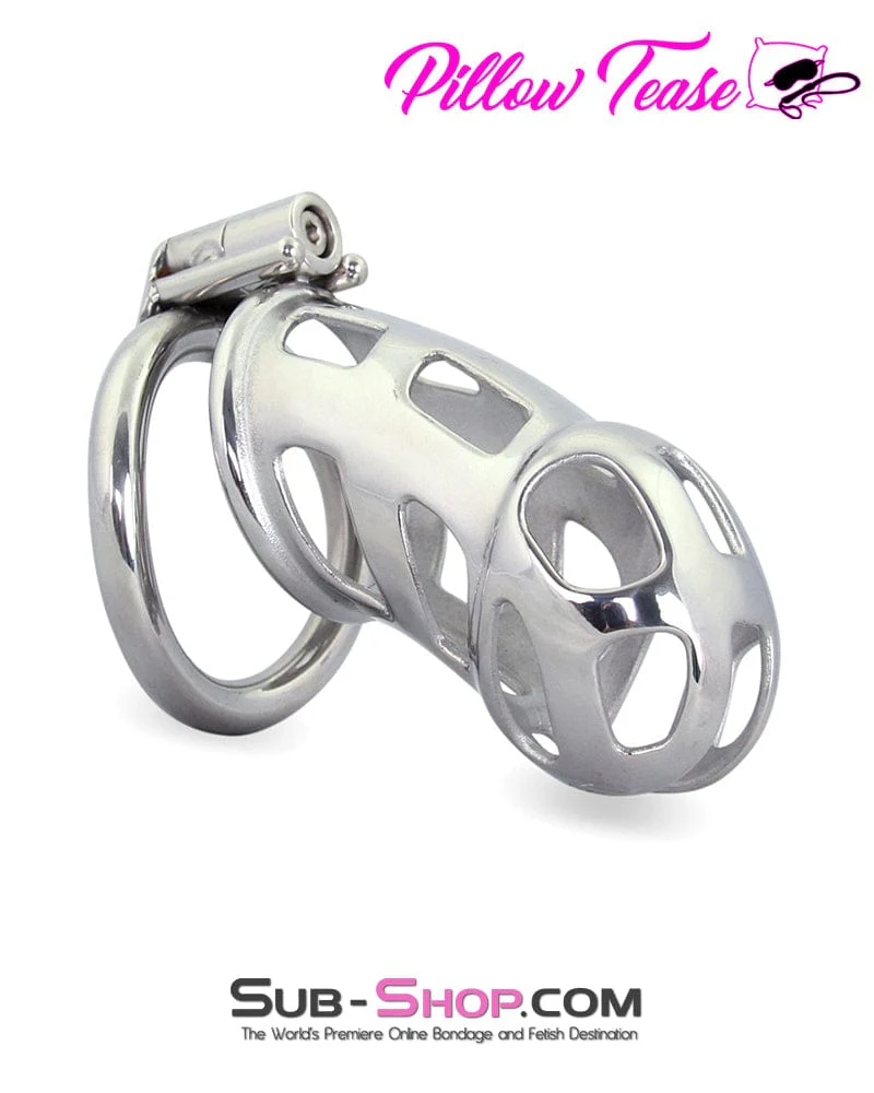 1691AR-SIS      Long Teasing Night Steel Male Sissy Chastity Cage Device - Image 5