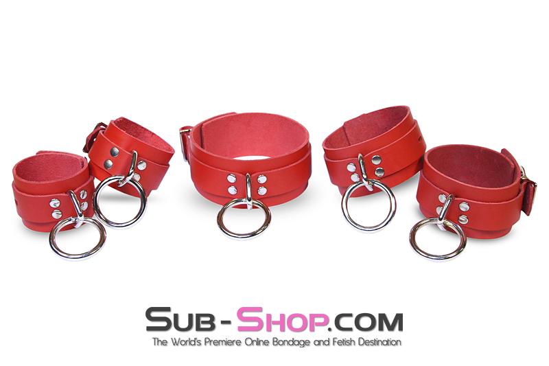 9745A Lust Cuffs Locking Red Leather Ankle Cuffs - Image 12