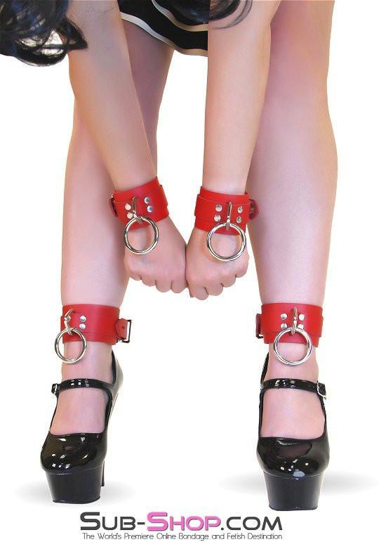 9745A Lust Cuffs Locking Red Leather Ankle Cuffs - Image 20