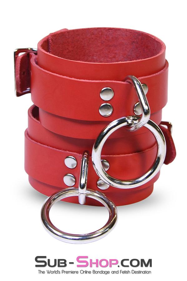 9745A Lust Cuffs Locking Red Leather Ankle Cuffs - Image 8