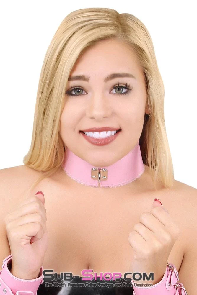 0536LT      Pink Furry Bondage Slave Collar & Leash Set - Image 14