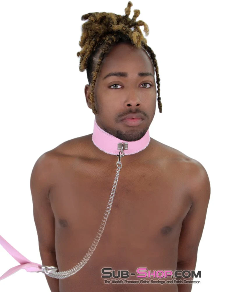 0536LT-SIS Pink Furry Sissy Training Bondage Pretty Sissy Boi Slave Collar & Leash Set - Image 21