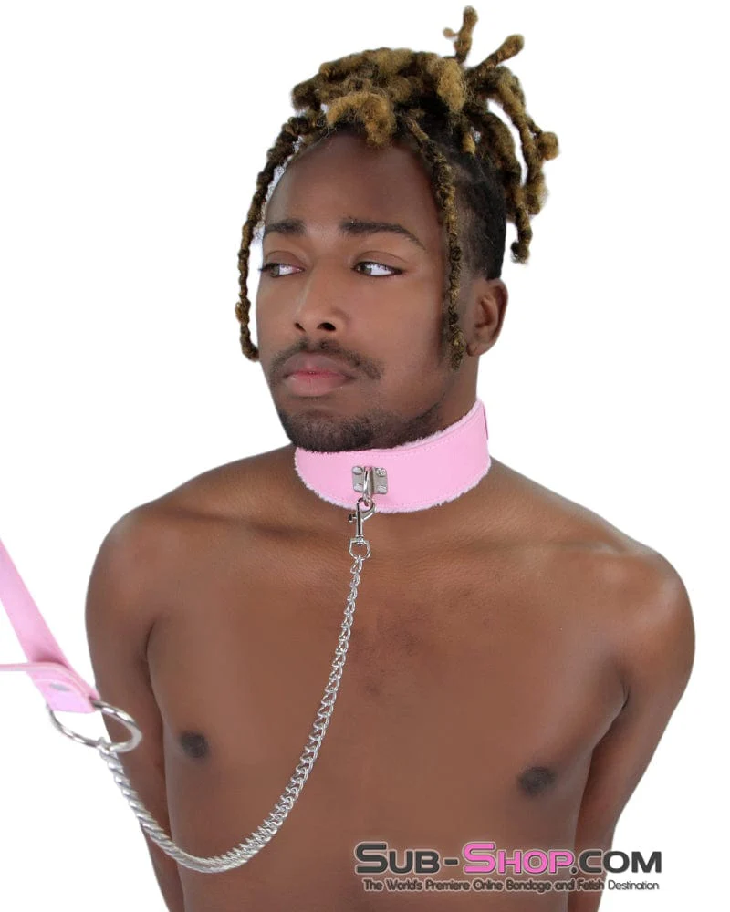 0536LT-SIS Pink Furry Sissy Training Bondage Pretty Sissy Boi Slave Collar & Leash Set - Image 22