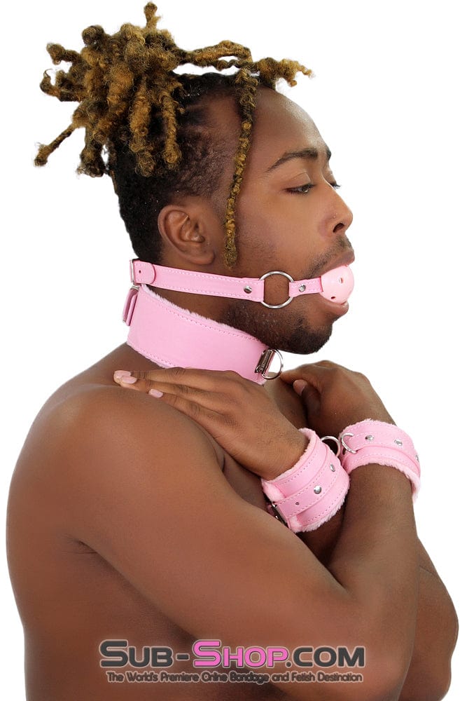 0536LT-SIS Pink Furry Sissy Training Bondage Pretty Sissy Boi Slave Collar & Leash Set - Image 31