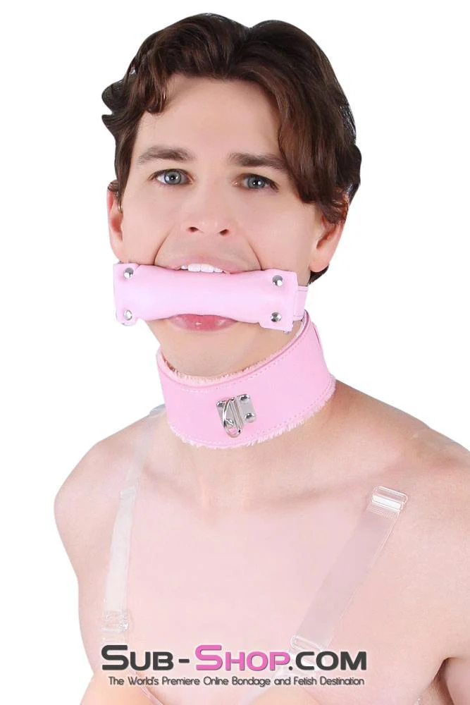 0536LT-SIS Pink Furry Sissy Training Bondage Pretty Sissy Boi Slave Collar & Leash Set - Image 9