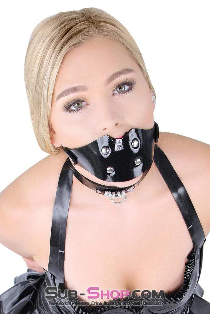 2441A-SIS      Pretty Domme Sissy Locking Rubber Penis Panel Gag, Small Rubber Penis Gag - Image 8