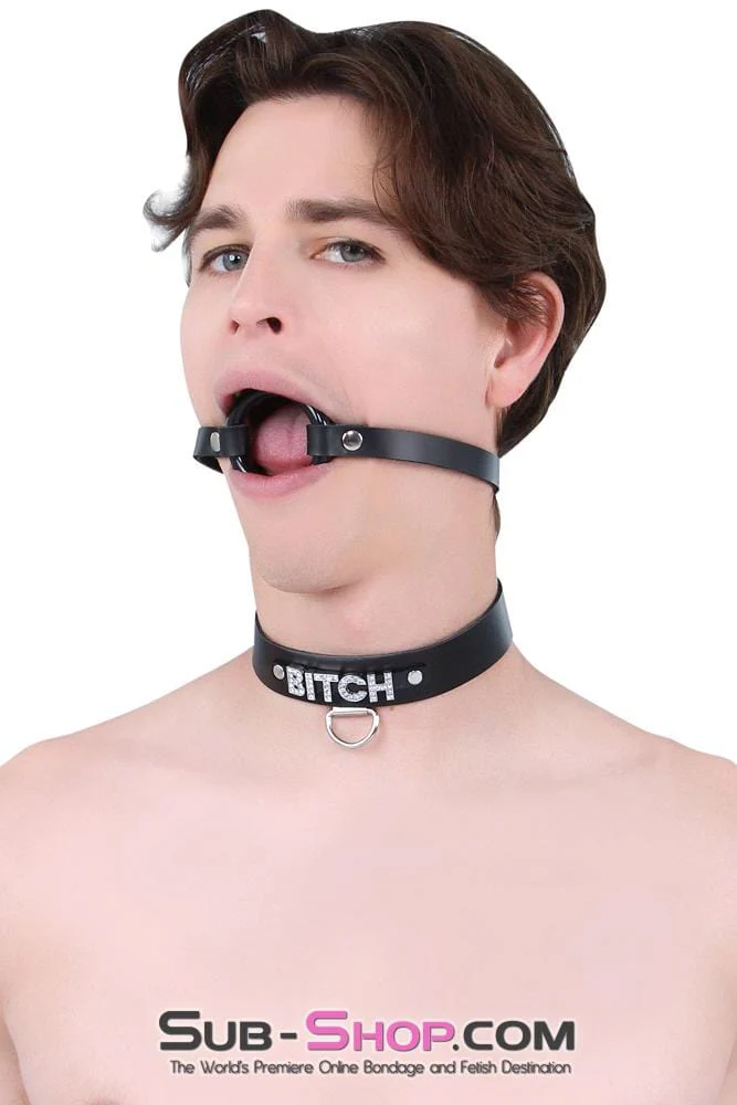 1442A-L-SIS Pretty Sissy Hussy Smooth Plastic Ring Gag, Large Mistress Sessions Ring - Image 4