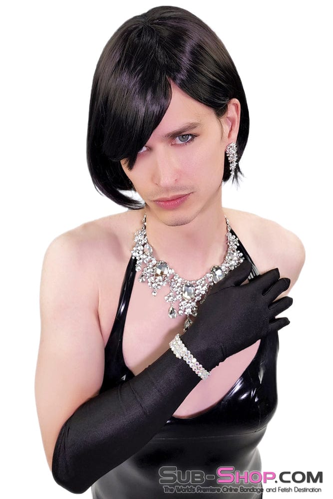 0545AE-SIS      Pretty Sissy Long Black Opera Gloves - Image 5