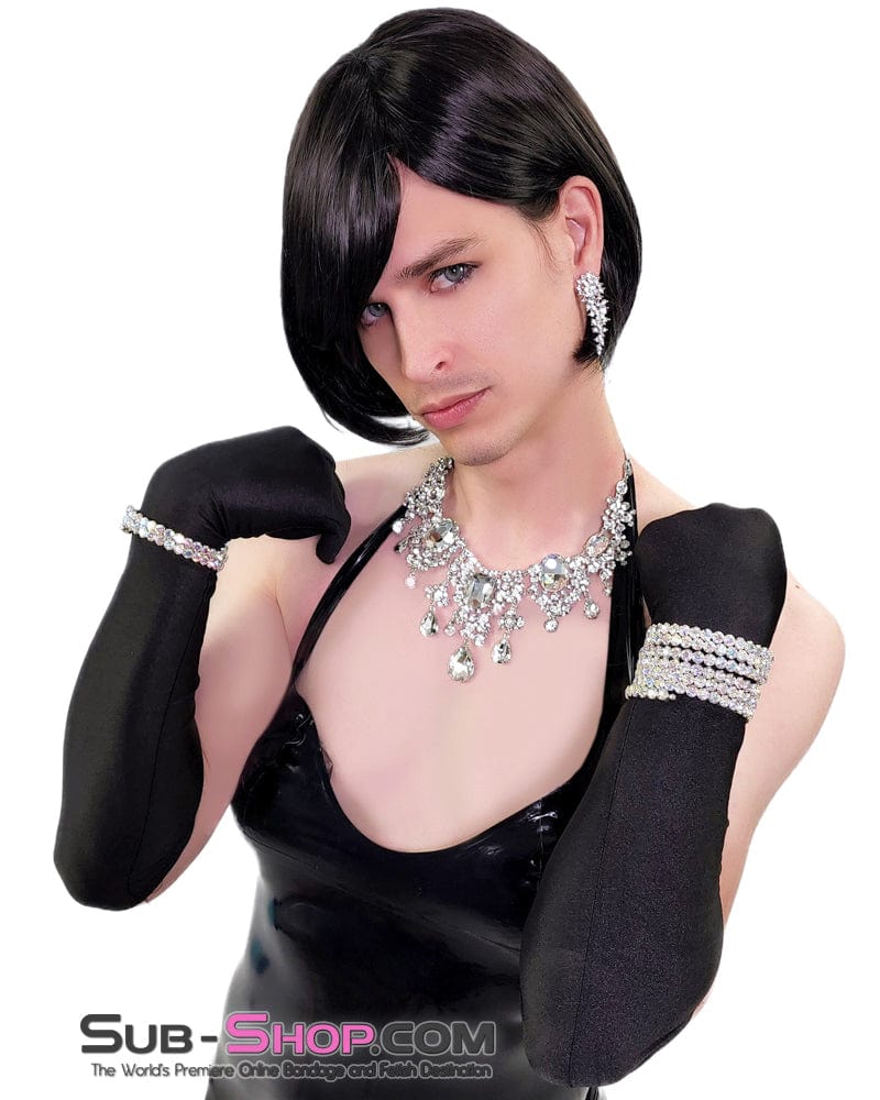 0545AE-SIS      Pretty Sissy Long Black Opera Gloves - Image 6