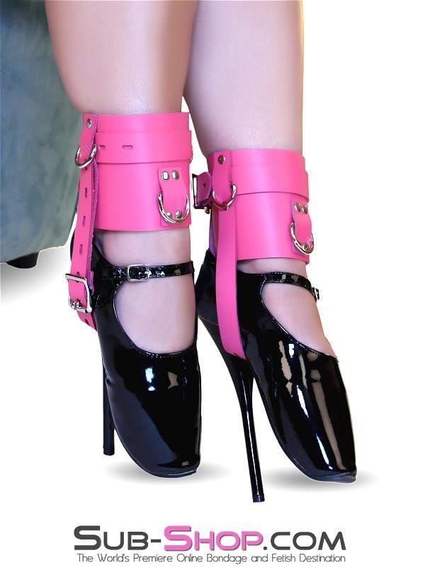 6793A      Enforced Femininity Hot Pink Locking Bondage Shoe Cuffs - Image 3