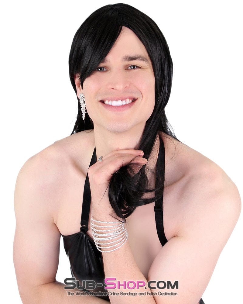 9956AE-SIS      Prissy Sissy Trixie 20" Long Black Straight Wig - Image 3