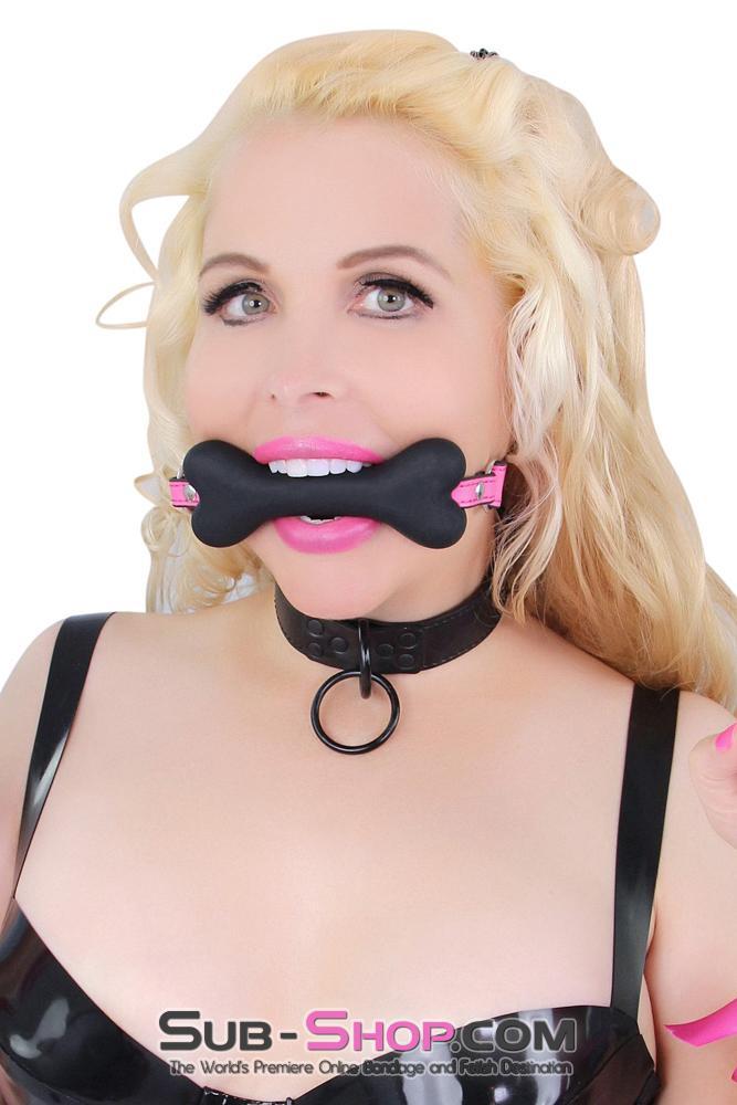 0237MQ-SIS      Puppy Sissy Boi Cross-Dressing Sissy Love Hot Pink & Black Straps Bondage Pet Play Bone Gag - Image 30