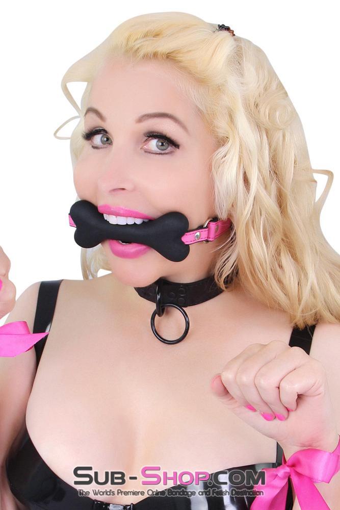0237MQ-SIS      Puppy Sissy Boi Cross-Dressing Sissy Love Hot Pink & Black Straps Bondage Pet Play Bone Gag - Image 32