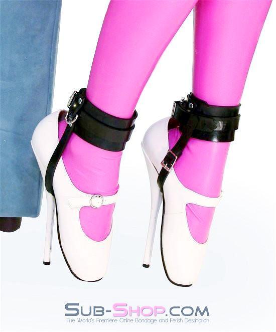 0969A      Rubber High Heel Shoe Bondage Cuffs - Image 8
