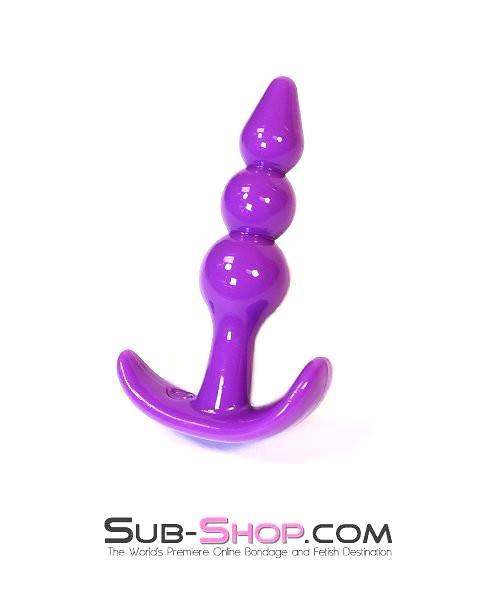 7306AE      Mini Ribbed Graduated Plug, Purple - Image 4