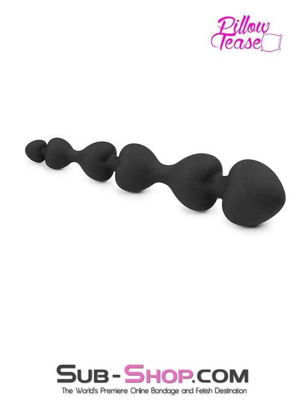 1426M-SIS      Black Silicone Heart Beaded Anal Massager - Image 3