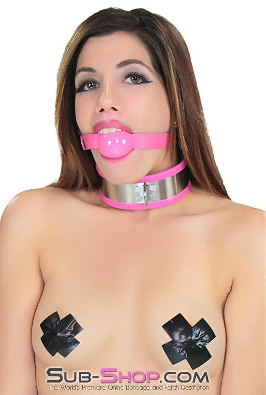 1417R-SIS      Sissy Boi Pretty Female Led Relationship Pink Rubber Lined Locking Stainless Steel Collar - Image 17