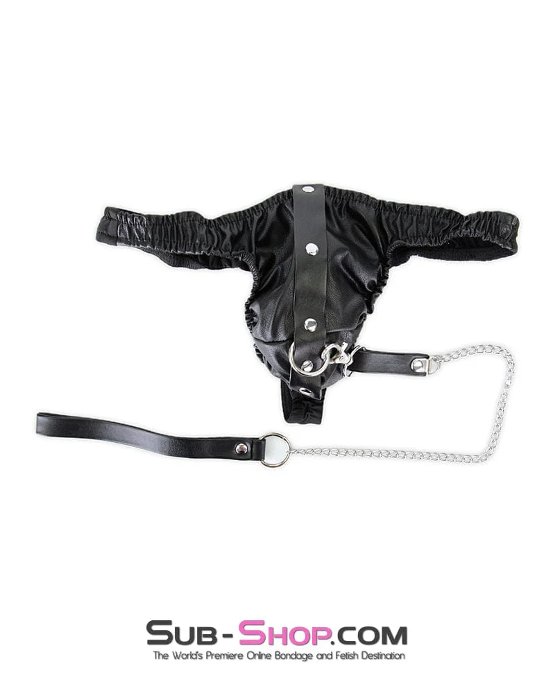 7127M-SIS      Sissy Bondage Domme Man Panties with Cum with Me Leash - Image 3