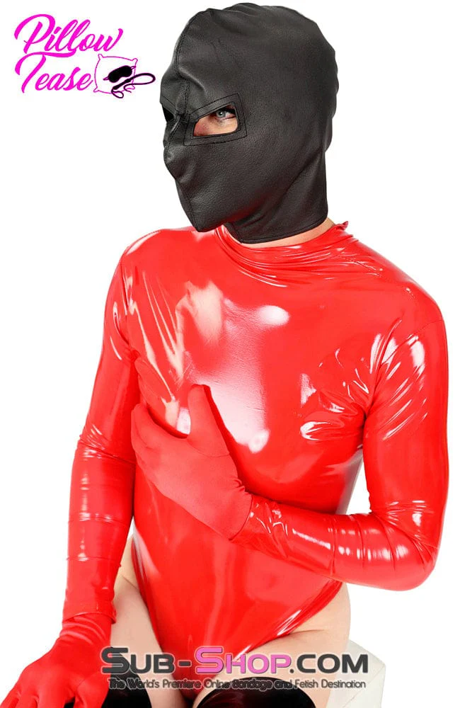 3443HS  Threat or Promise Open Eyes Black Bondage Hood - Image 10