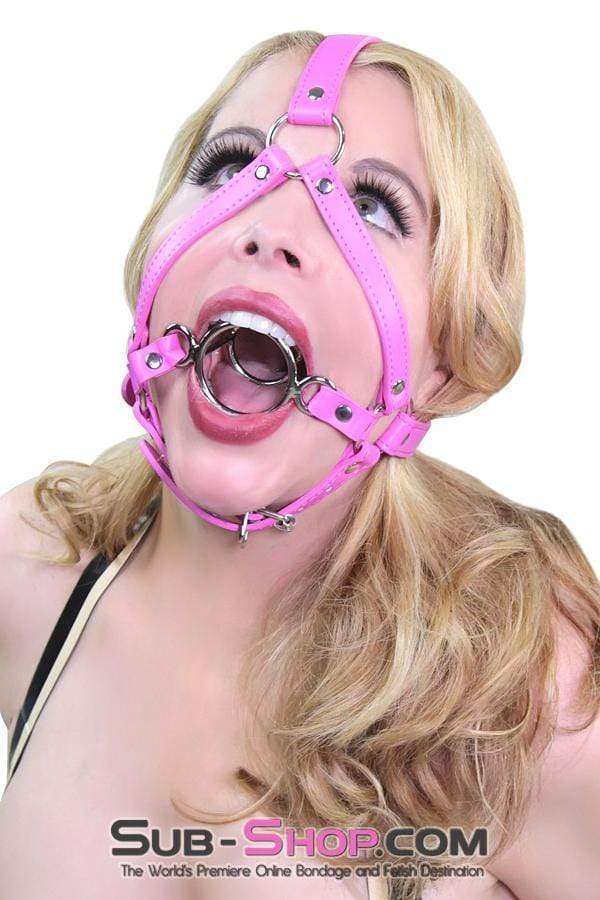 0210DL-SIS      Sissy Slave Sissy Maid Slut Hot Pink Tongue Depressor Double Ring Gag Trainer - Image 12