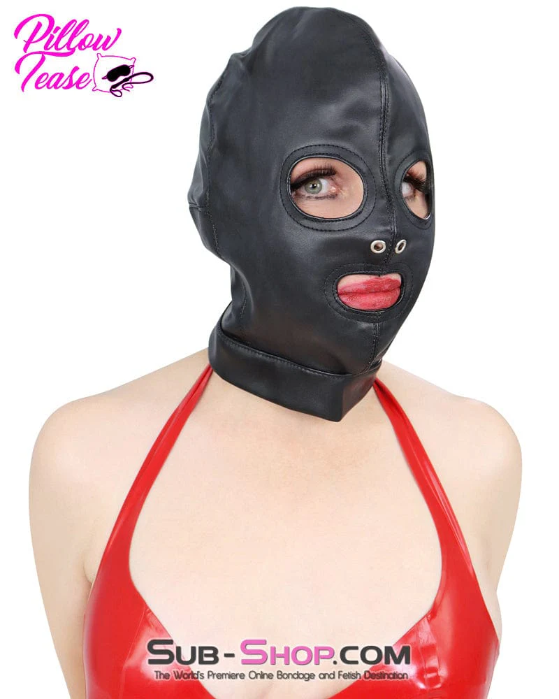 2772M Soft Leatherette Open Mouth and Eyes Lacing Hood - Image 3