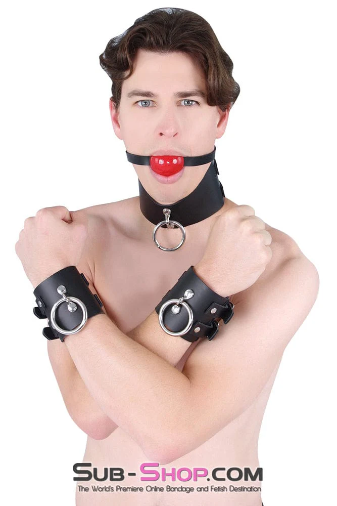 2746A Surrender 3 Inch Leather Bondage Wrist Cuffs - Image 10