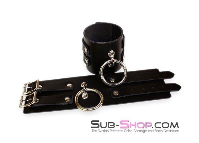 2746A Surrender 3 Inch Leather Bondage Wrist Cuffs - Image 3