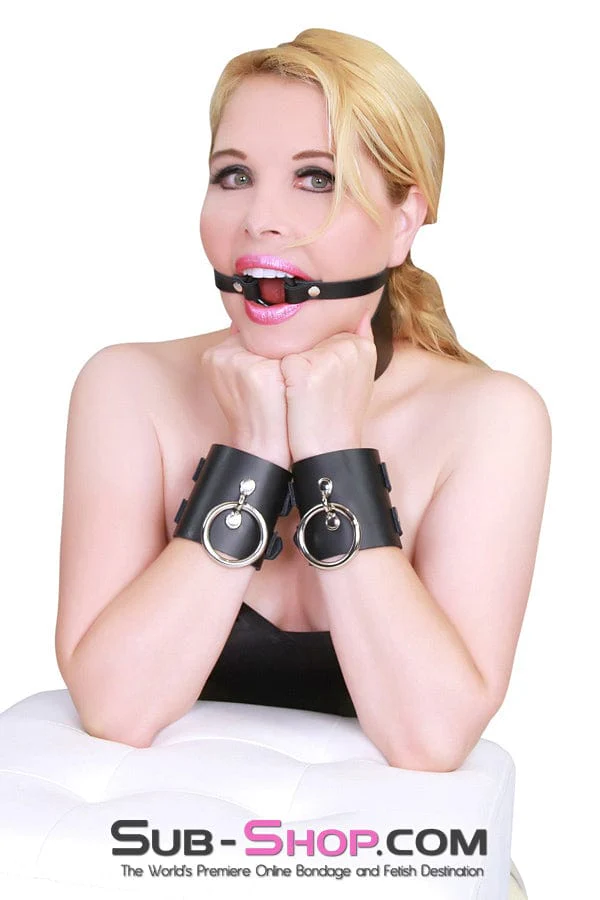 2746A Surrender 3 Inch Leather Bondage Wrist Cuffs - Image 5