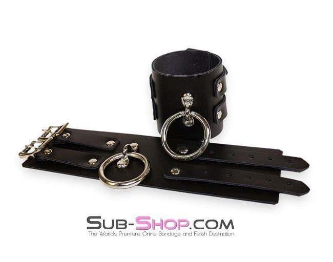 2746A Surrender 3 Inch Leather Bondage Wrist Cuffs - Image 6