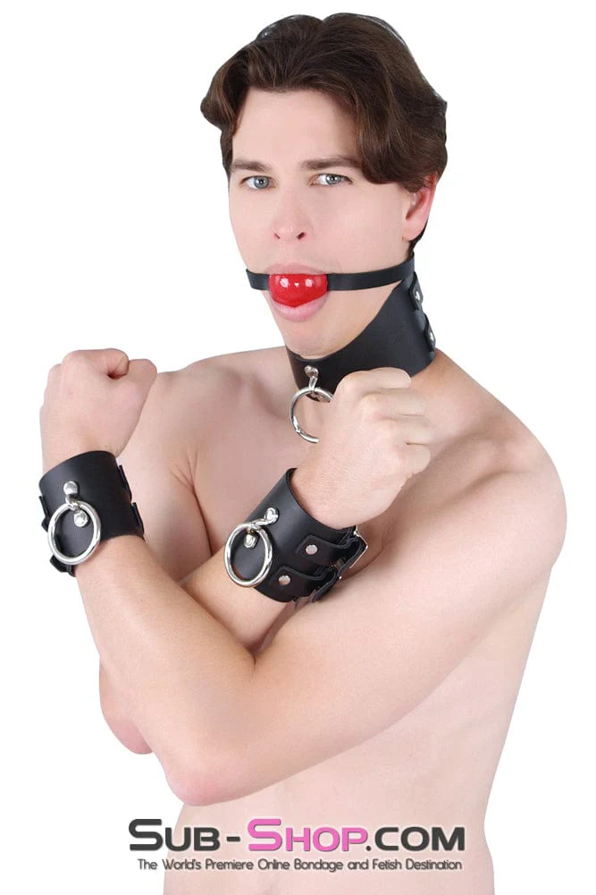 2746A Surrender 3 Inch Leather Bondage Wrist Cuffs - Image 8