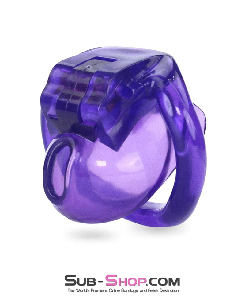 5337M      Tiny Nub Mini Purple Locking Chastity Cock Cage - Image 3