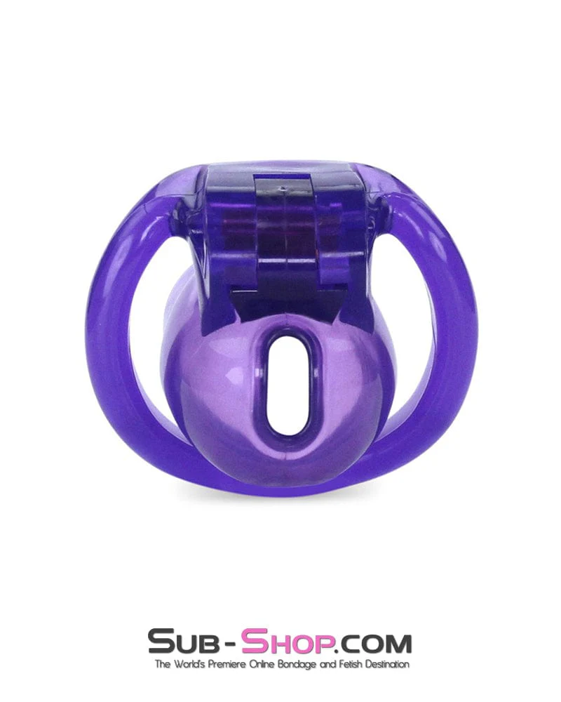5337M      Tiny Nub Mini Purple Locking Chastity Cock Cage - Image 4