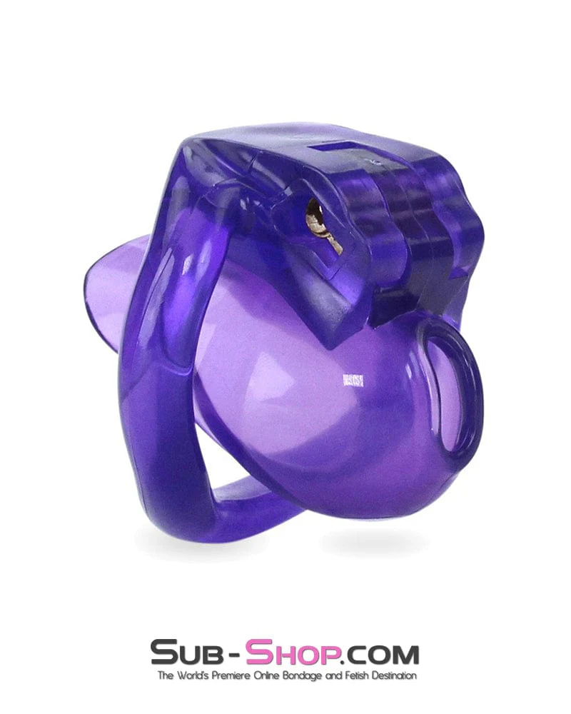 5337M      Tiny Nub Mini Purple Locking Chastity Cock Cage - Image 5
