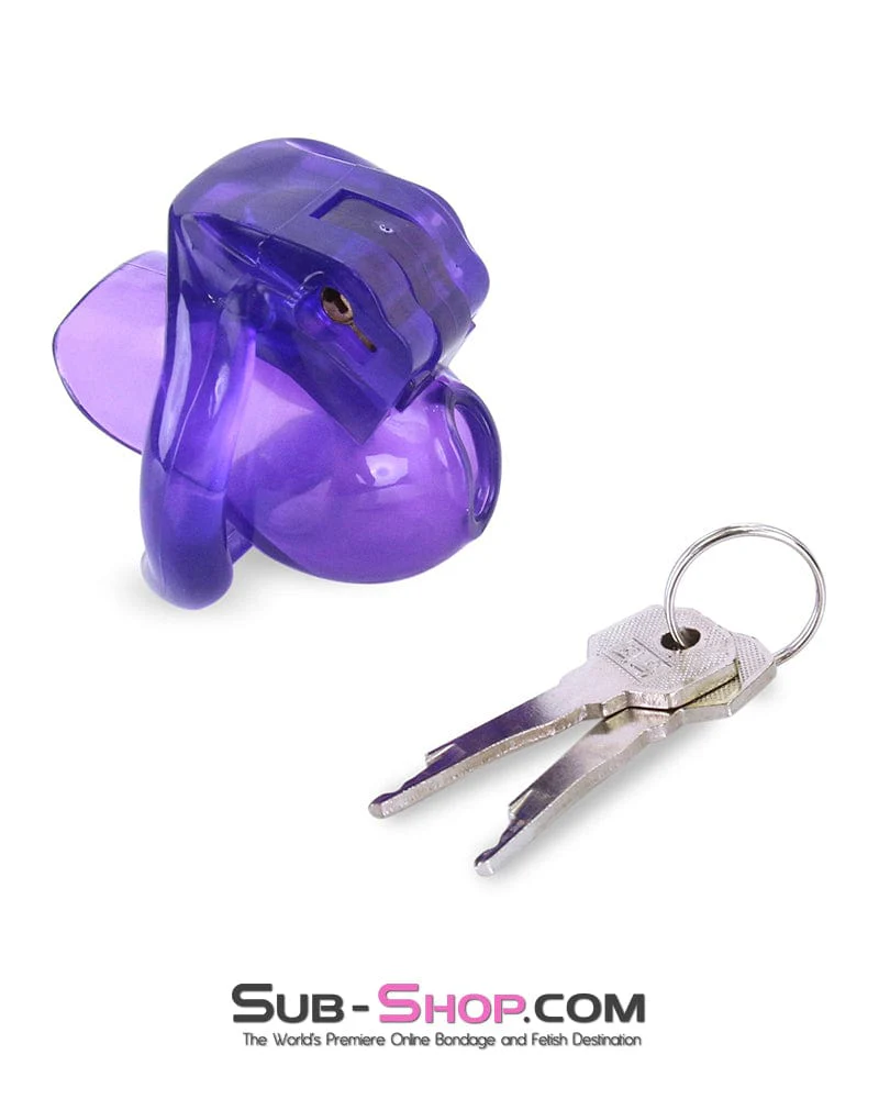 5337M      Tiny Nub Mini Purple Locking Chastity Cock Cage - Image 7