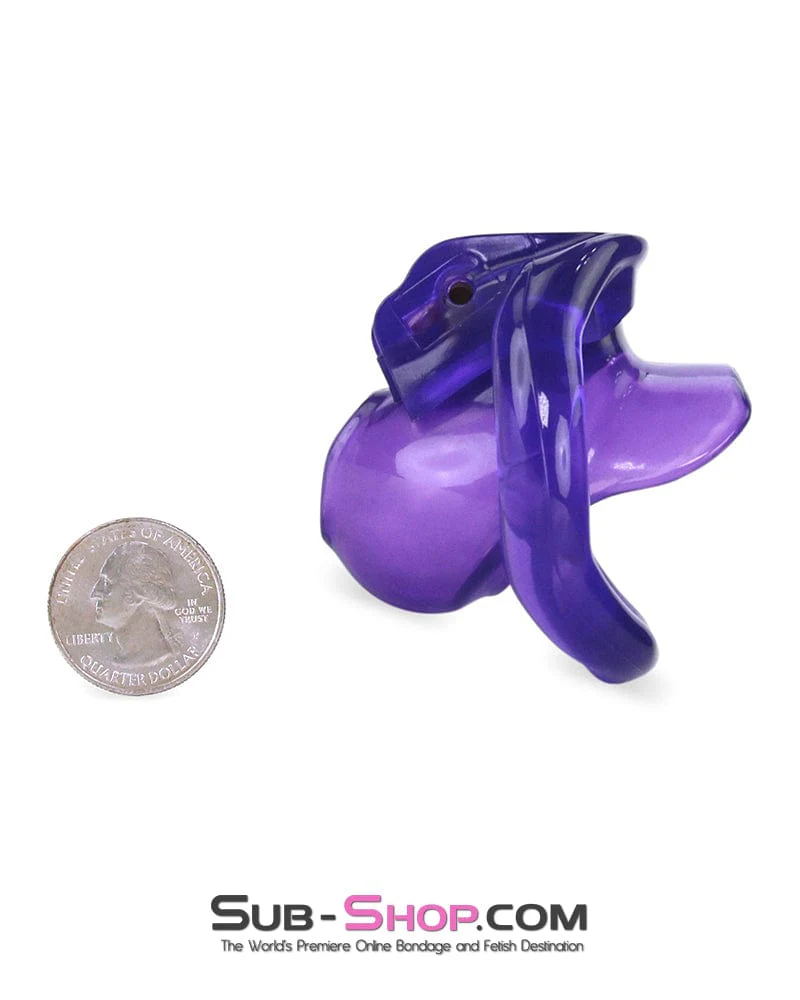 5337M      Tiny Nub Mini Purple Locking Chastity Cock Cage - Image 8
