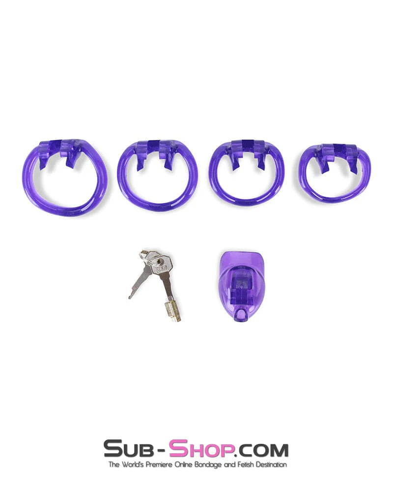 5337M      Tiny Nub Mini Purple Locking Chastity Cock Cage - Image 9